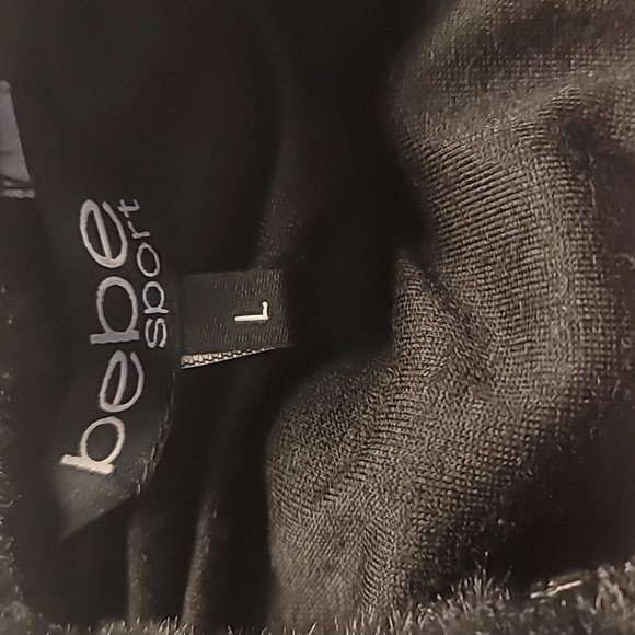 Bebe Plush Black Hooded Jacket Size Large - Picture 6 of 8